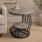 2 Tiers Couch Table,Round Side Table,End Table — living room front