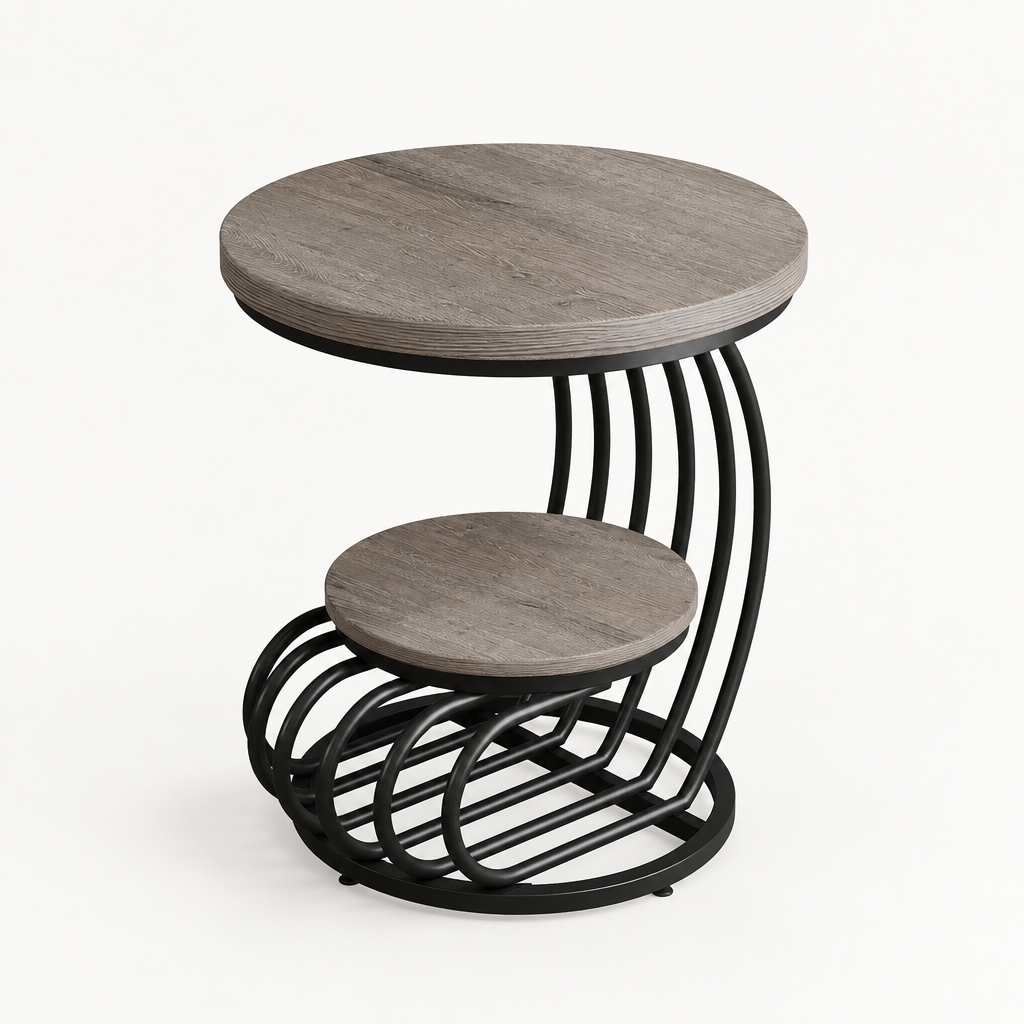 2 Tiers Couch Table,Round Side Table,End Table — studio three-quarter
