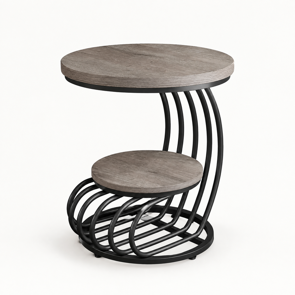 2 Tiers Couch Table,Round Side Table,End Table — studio hero