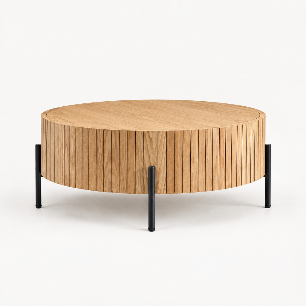 Round Coffee Table With Storage Modern Accent Tea Table For Bedroom Living Room Office Apartment — studio hero