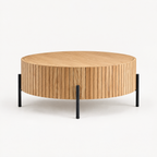Round Coffee Table With Storage Modern Accent Tea Table For Bedroom Living Room Office Apartment — studio hero