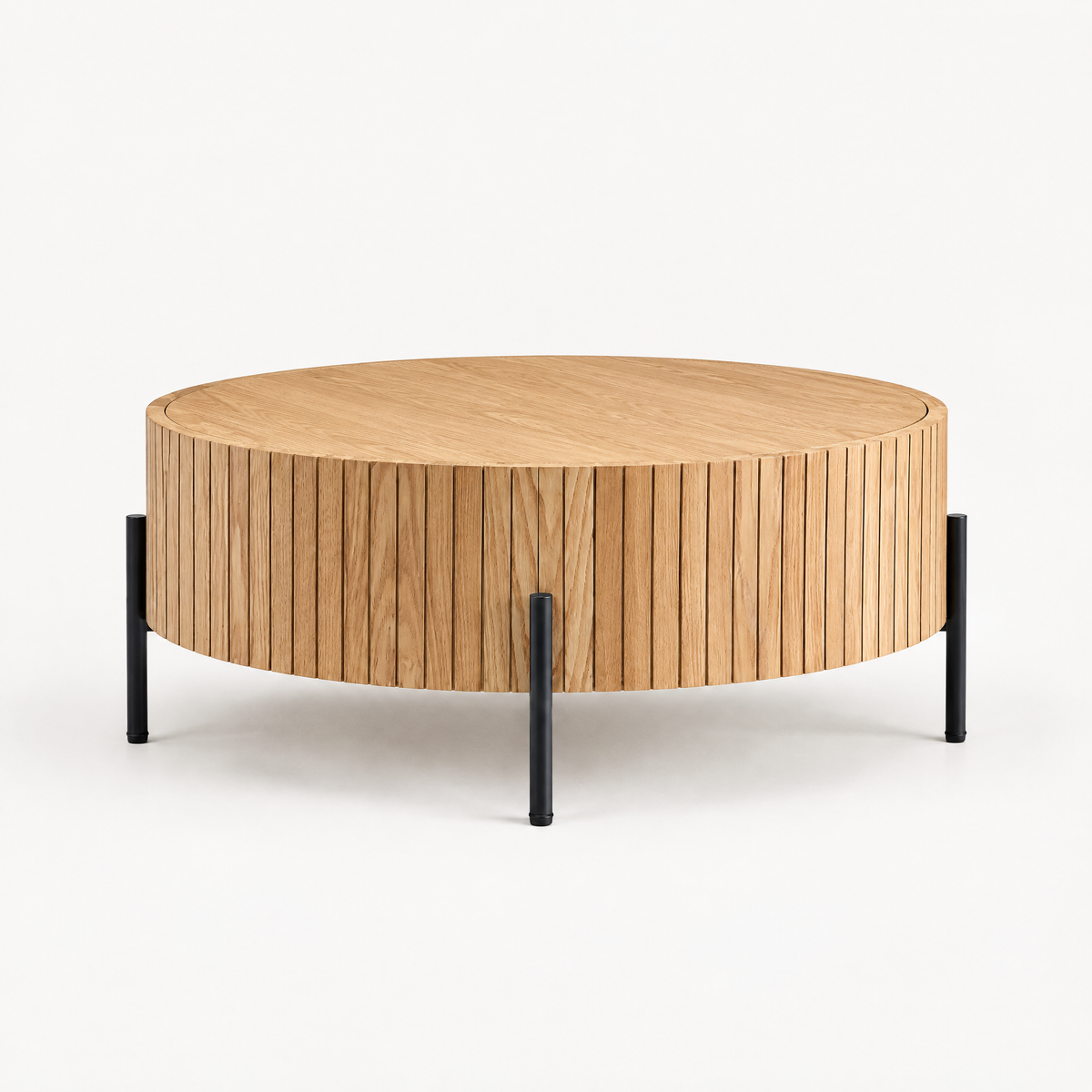 Round Coffee Table With Storage Modern Accent Tea Table For Bedroom Living Room Office Apartment — studio hero