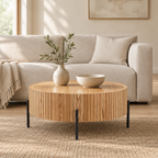 Round Coffee Table With Storage Modern Accent Tea Table For Bedroom Living Room Office Apartment — living room front