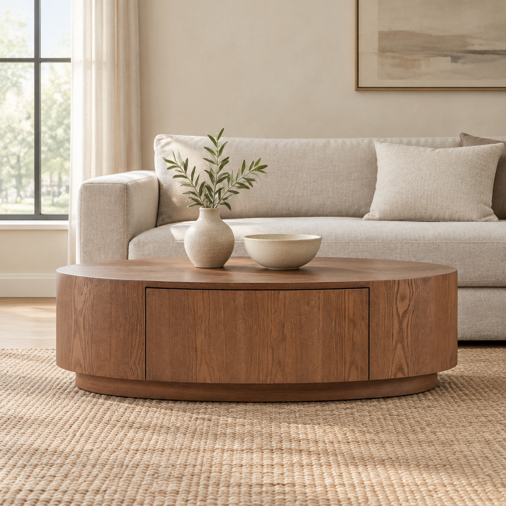 Modern Luxury Oval Coffee Table, Elegant Living Room Accent Piece,No Assembly — living room front