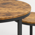 Nesting Coffee Table Set of 2, 27.6inch Round Coffee Table Industrial Wood Finish with Sturdy Metal Frame, End Table Side Tables for Living Room Bedroom Balcony Yard (Rustic Brown) — studio detail