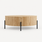 Round Coffee Table With Storage Modern Accent Tea Table For Bedroom Living Room Office Apartment — studio side profile