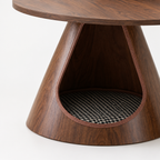 Nesting Coffee Table Set of 2, Round Side Tables with Integrated Cat Cave Bed, Modern End Table with Melamine Wood Grain Top & Carbon Steel Base for Living Room, Small Space, Walnut — studio detail