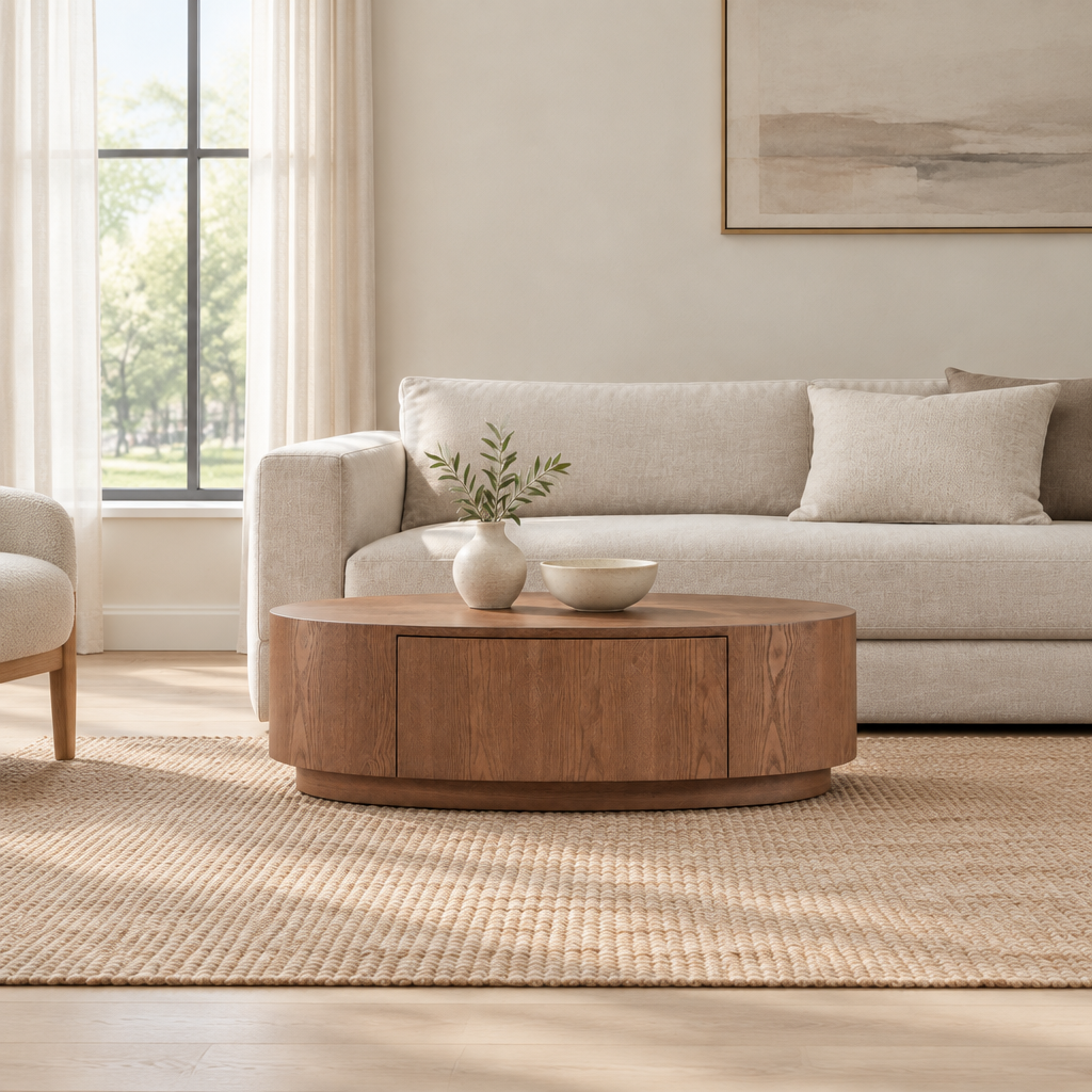 Modern Luxury Oval Coffee Table, Elegant Living Room Accent Piece,No Assembly — living room wide