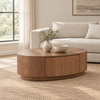 Modern Luxury Oval Coffee Table, Elegant Living Room Accent Piece,No Assembly — living room three-quarter left