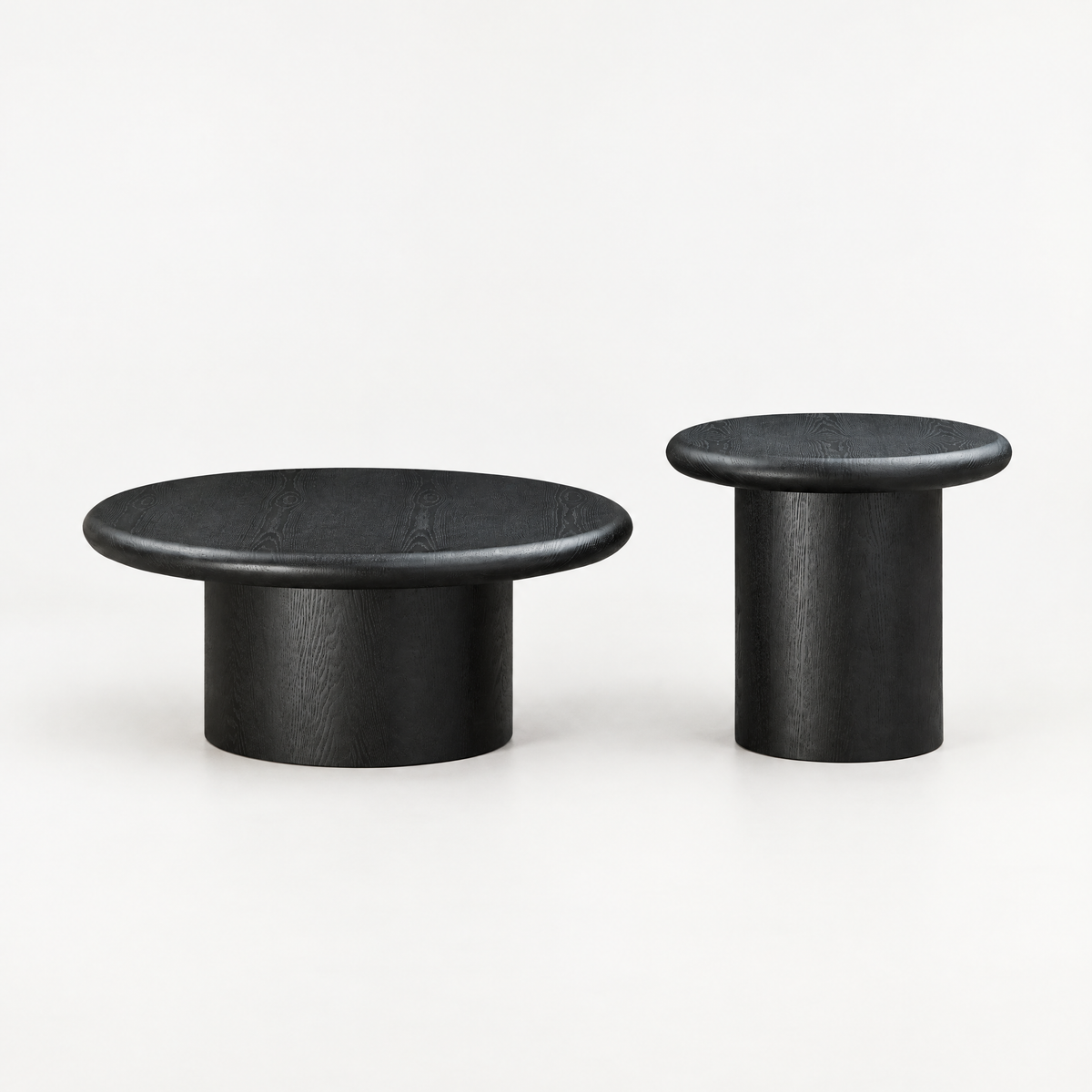 2-Piece Modern Round Coffee Table Set For Living Room,Easy Assembly Coffee Tables, End Side Tables For Leisure Area,Office,Black — studio hero