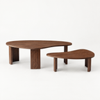 2-Piece Modern Irregular Shape Coffee Table Set For Living Room,Easy Assembly Nesting Coffee Tables, End Side Tables For Living Room Office,Walnut Color — studio hero