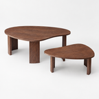 2-Piece Modern Irregular Shape Coffee Table Set For Living Room,Easy Assembly Nesting Coffee Tables, End Side Tables For Living Room Office,Walnut Color — studio three-quarter