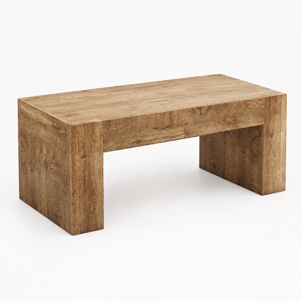 48  Farmhouse Coffee Table, Rectangle Wooden Center Table With Hidden Storage Drawer, Thick Coffee Tables For Living Room, Office, Apartment, Rest Area, Natural Wood Color — studio three-quarter