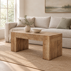 48  Farmhouse Coffee Table, Rectangle Wooden Center Table With Hidden Storage Drawer, Thick Coffee Tables For Living Room, Office, Apartment, Rest Area, Natural Wood Color — living room three-quarter right