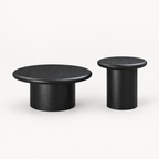 2-Piece Modern Round Coffee Table Set For Living Room,Easy Assembly Coffee Tables, End Side Tables For Leisure Area,Office,Black — studio three-quarter