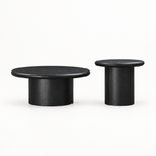 2-Piece Modern Round Coffee Table Set For Living Room,Easy Assembly Coffee Tables, End Side Tables For Leisure Area,Office,Black — studio side profile