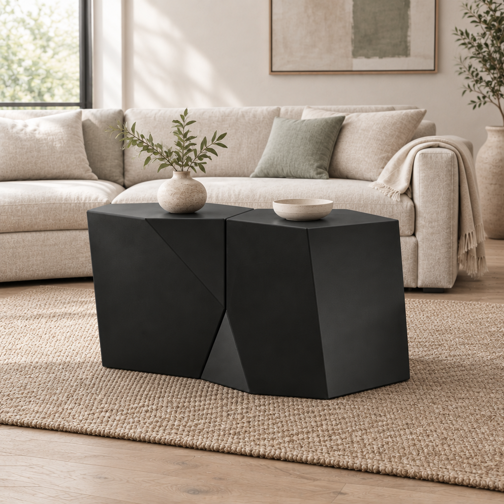 MODERN MGO COFFEE TABLE SET — living room three-quarter right