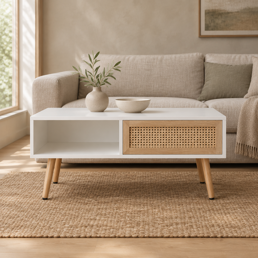 41.34 Inch Rattan Coffee Table — living room front