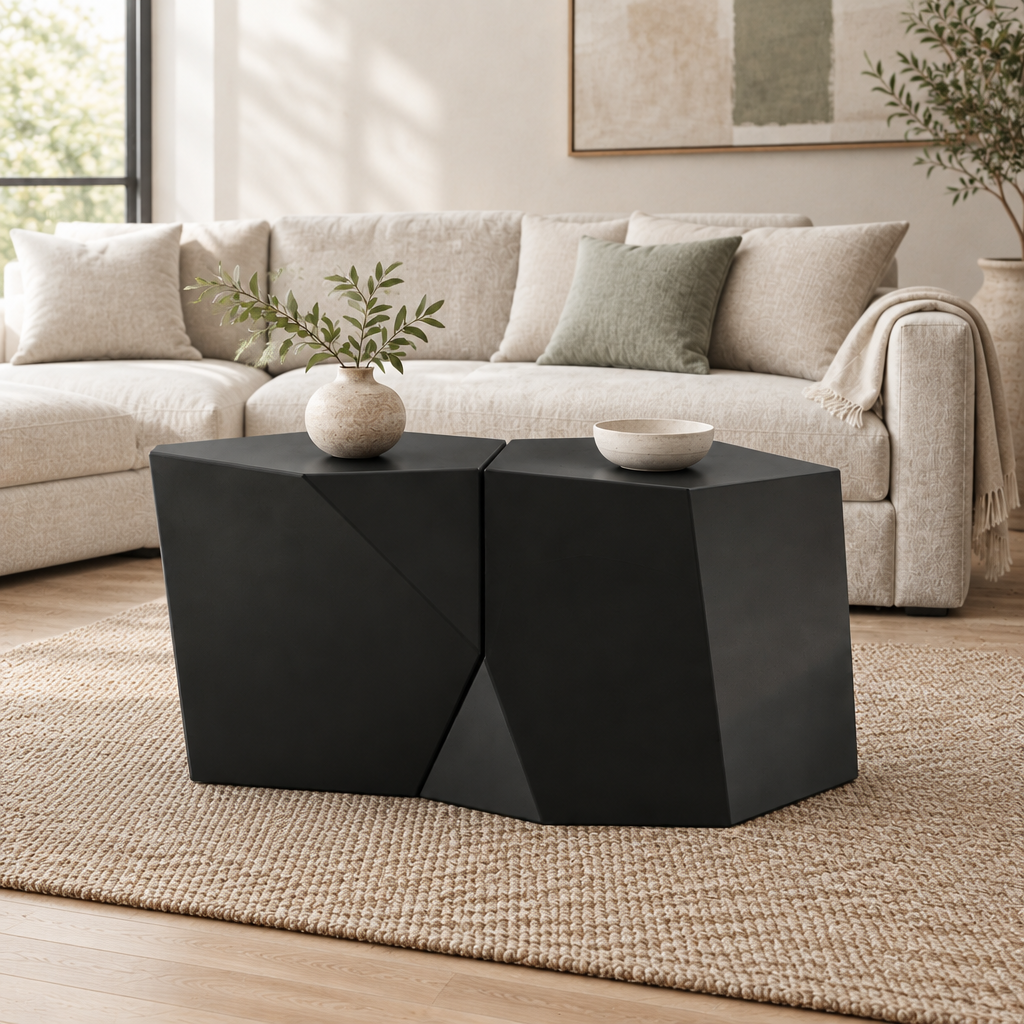 MODERN MGO COFFEE TABLE SET — living room three-quarter left