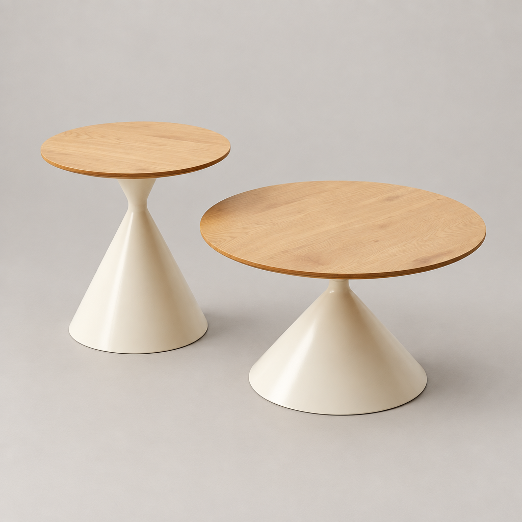 ROUND COFFEE TABLE WHITE WOOD — studio three-quarter