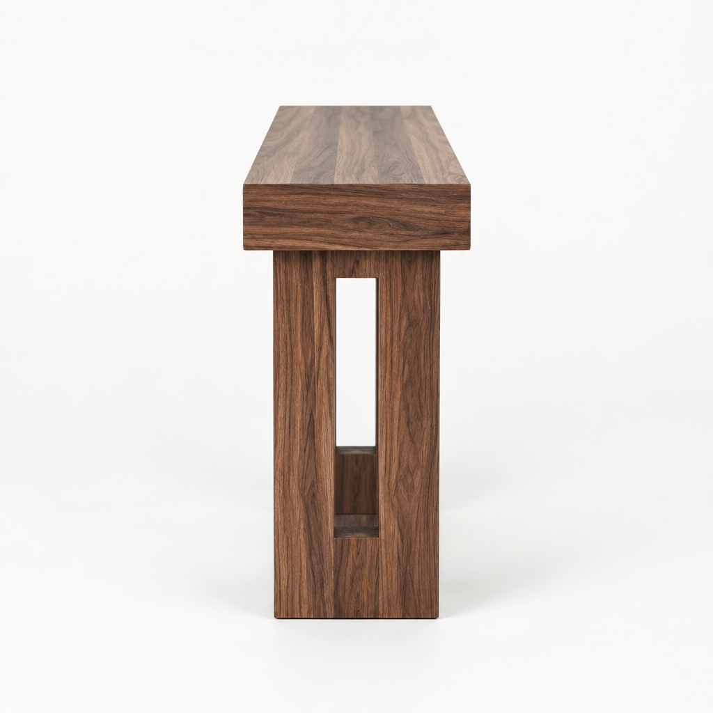 63 In Console Table, Farmhouse Desk Behind The Couch, Wooden Rectangle Entrance Desk, Narrow Long Sofa Table Accent Stand For Hallway, Bedroom, Living Room, Foyer, Easy Assembly, Brown — studio side profile