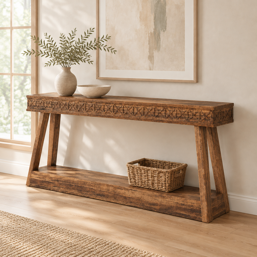 Console Table — living room three-quarter right