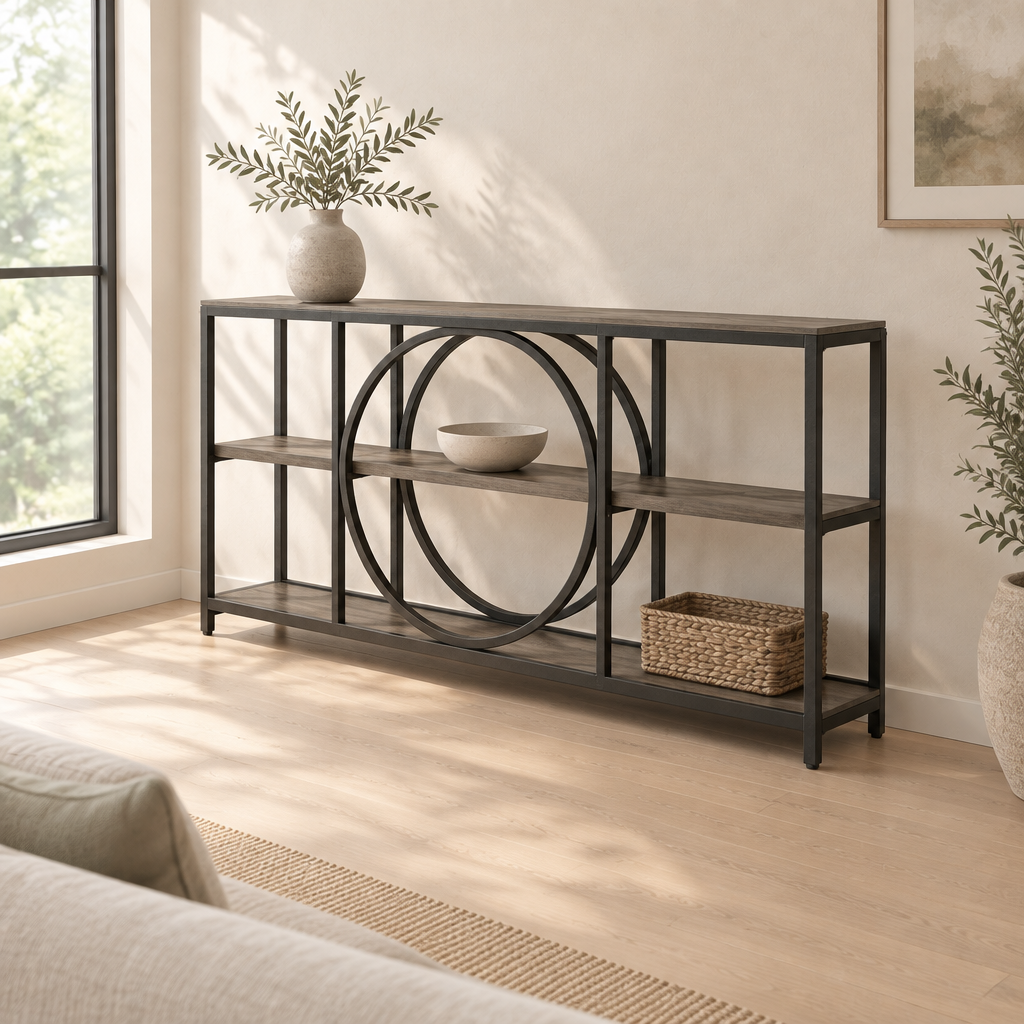 Long Console Table — living room three-quarter right