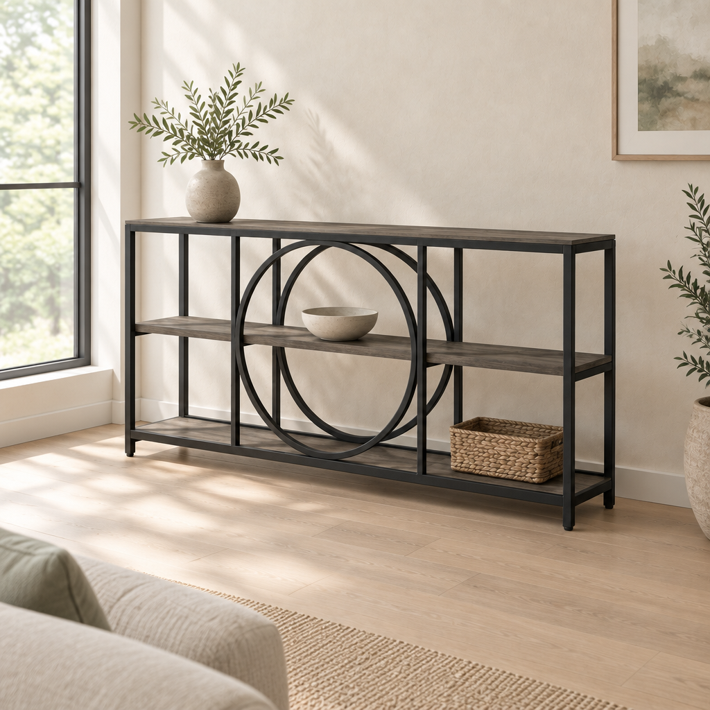 Long Console Table — living room three-quarter left