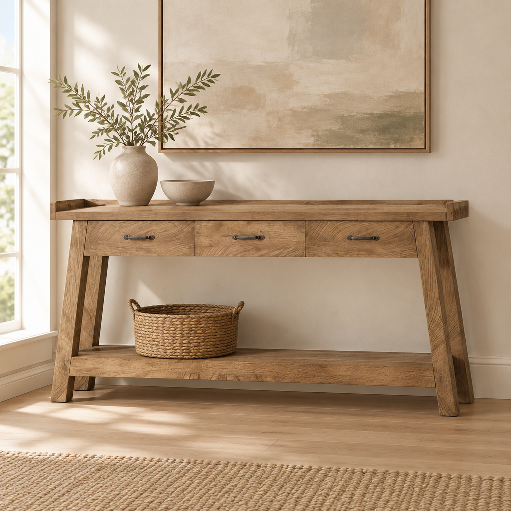 71" Long Console Table with Storage, Sofa Table — living room front