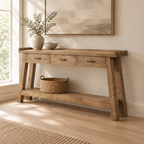 71" Long Console Table with Storage, Sofa Table — living room three-quarter right
