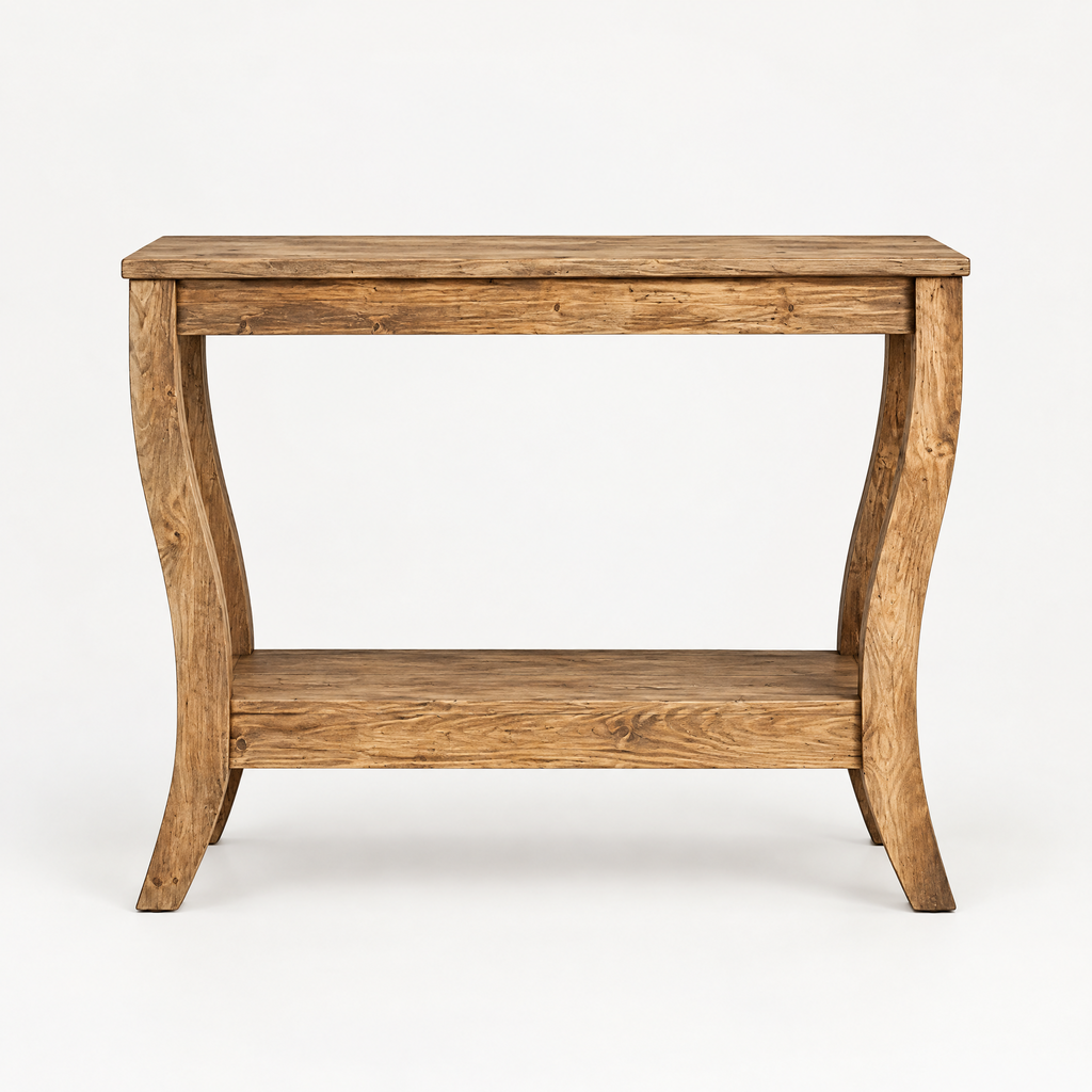 Solid Wood Console Table with Shelf, Farmhouse – Brown — studio hero