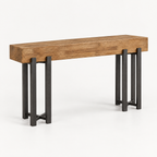 63" Industrial Console Table, Iron Legs – Rustic Brown — studio hero