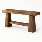 Solid Wood 2-Tier Console Table, Rustic – Natural — studio three-quarter
