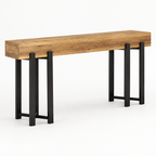 63" Industrial Console Table, Iron Legs – Rustic Brown — studio three-quarter