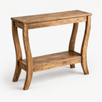 Solid Wood Console Table with Shelf, Farmhouse – Brown — studio three-quarter