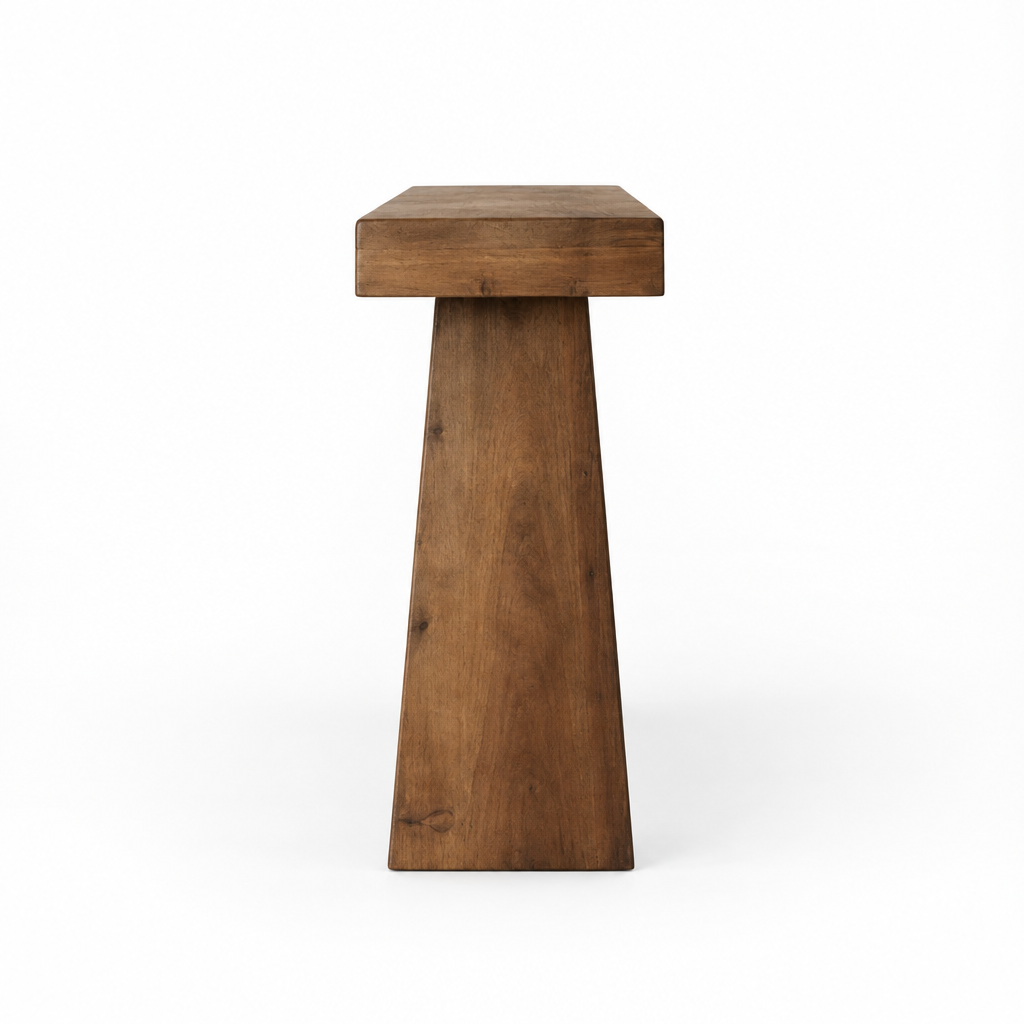 Solid Wood 2-Tier Console Table, Rustic – Natural — studio side profile