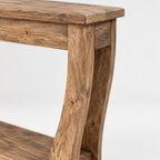Solid Wood Console Table with Shelf, Farmhouse – Brown — studio detail