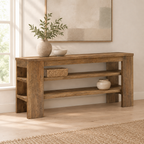 47" Media Console with Open Shelves, TV Stand — living room three-quarter left