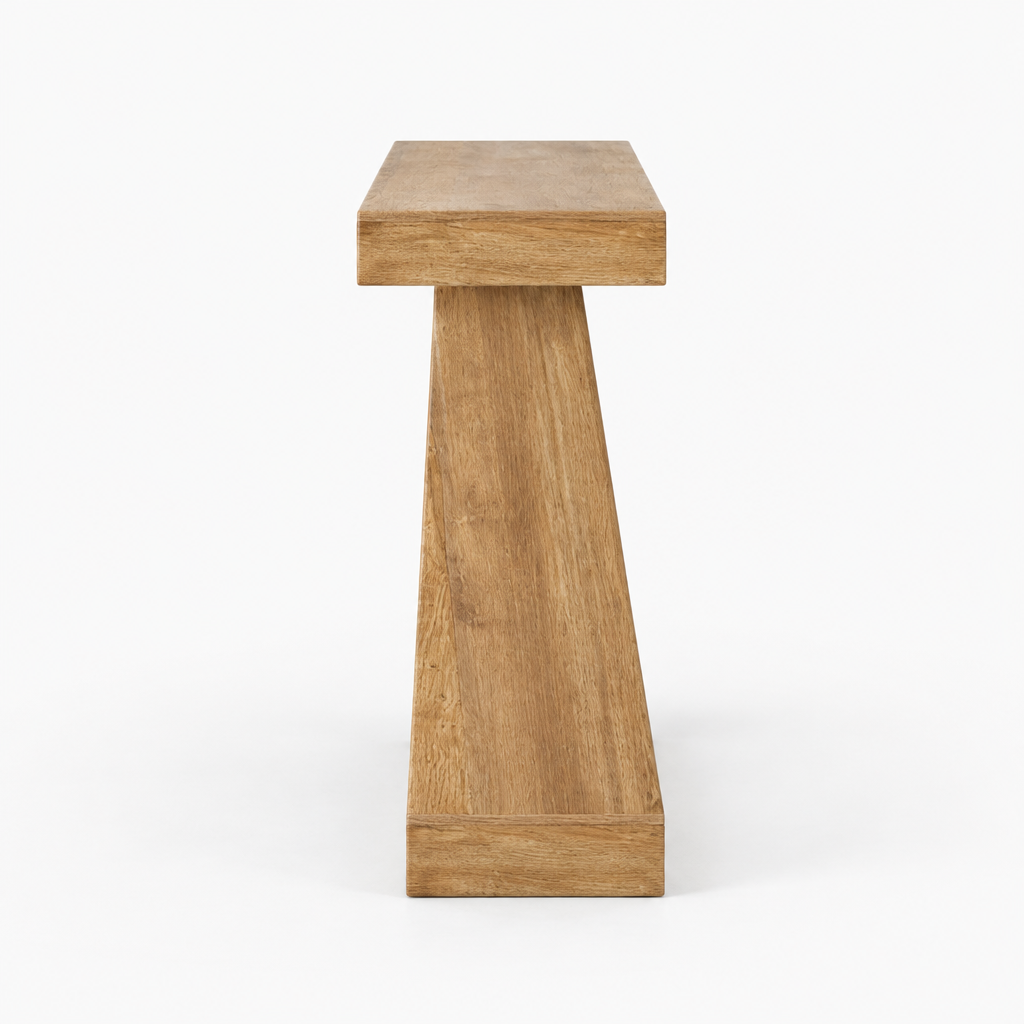 Farmhouse Storage Console Table, Entryway – Natural Wood — studio side profile