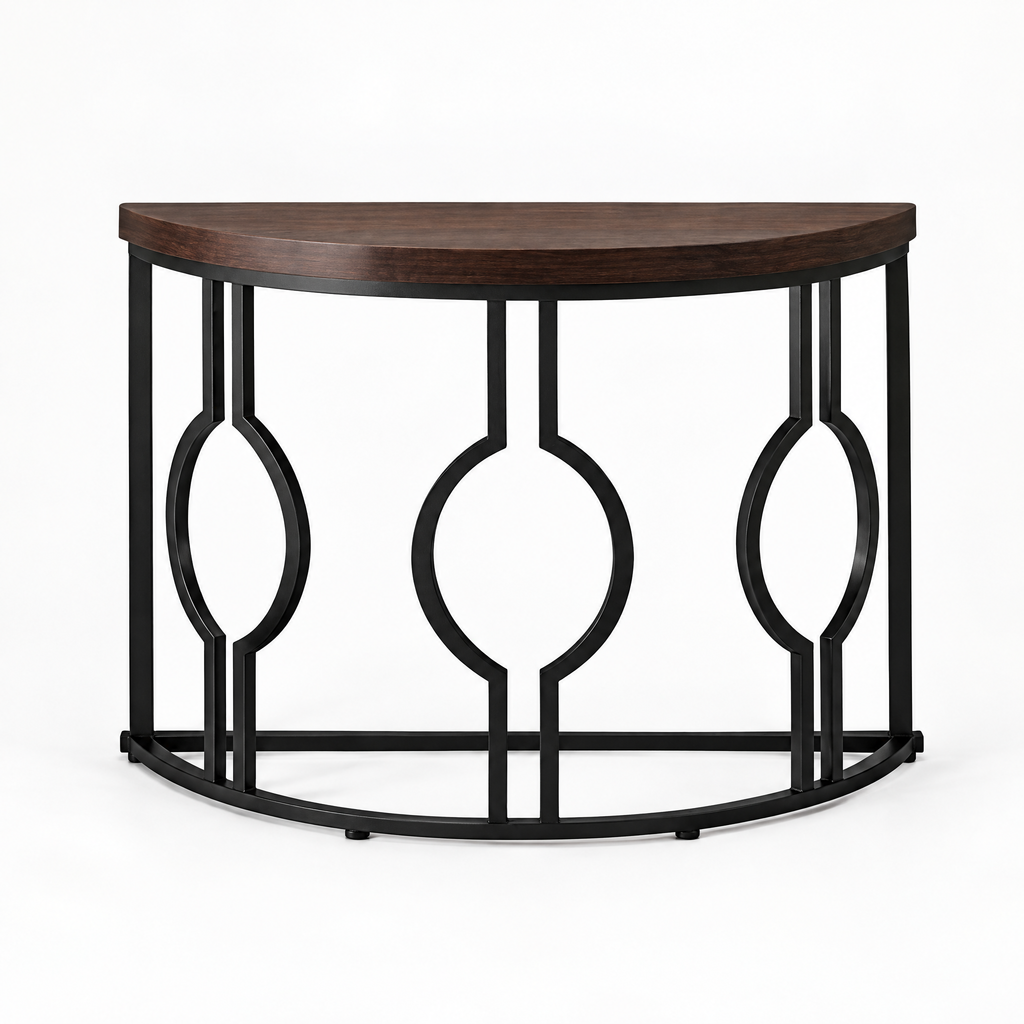 Curved Semi-Circle Console Table, Retro – Dark — studio hero