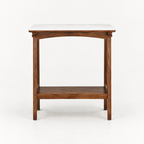 Retro Reddish Brown Narrow Slate Side Table With Storage Shelf, Small End Table For Living Room Small Spaces Entryway Farmhouse, Slim Nightstand Bedside Table — studio hero