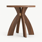 Round Side Table, 23.6 Inch Circular End Table with Curved Cross Legs, Melamine Laminated MDF Accent Table for Living Room, Bedroom, Balcony, Walnut — studio side profile