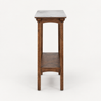 Retro Reddish Brown Narrow Slate Side Table With Storage Shelf, Small End Table For Living Room Small Spaces Entryway Farmhouse, Slim Nightstand Bedside Table — studio side profile