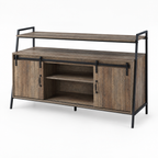 Rashawn Rustic Oak & Black Finish TV Stand — studio three-quarter