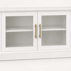 95" Entertainment Center Wall Unit for 80" TV, Glass Doors – White — studio detail