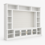 95" Entertainment Center Wall Unit for 80" TV, Glass Doors – White — studio side profile