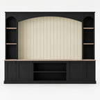 92" Arched Entertainment Center Wall Unit with Bookshelf – Black — studio hero