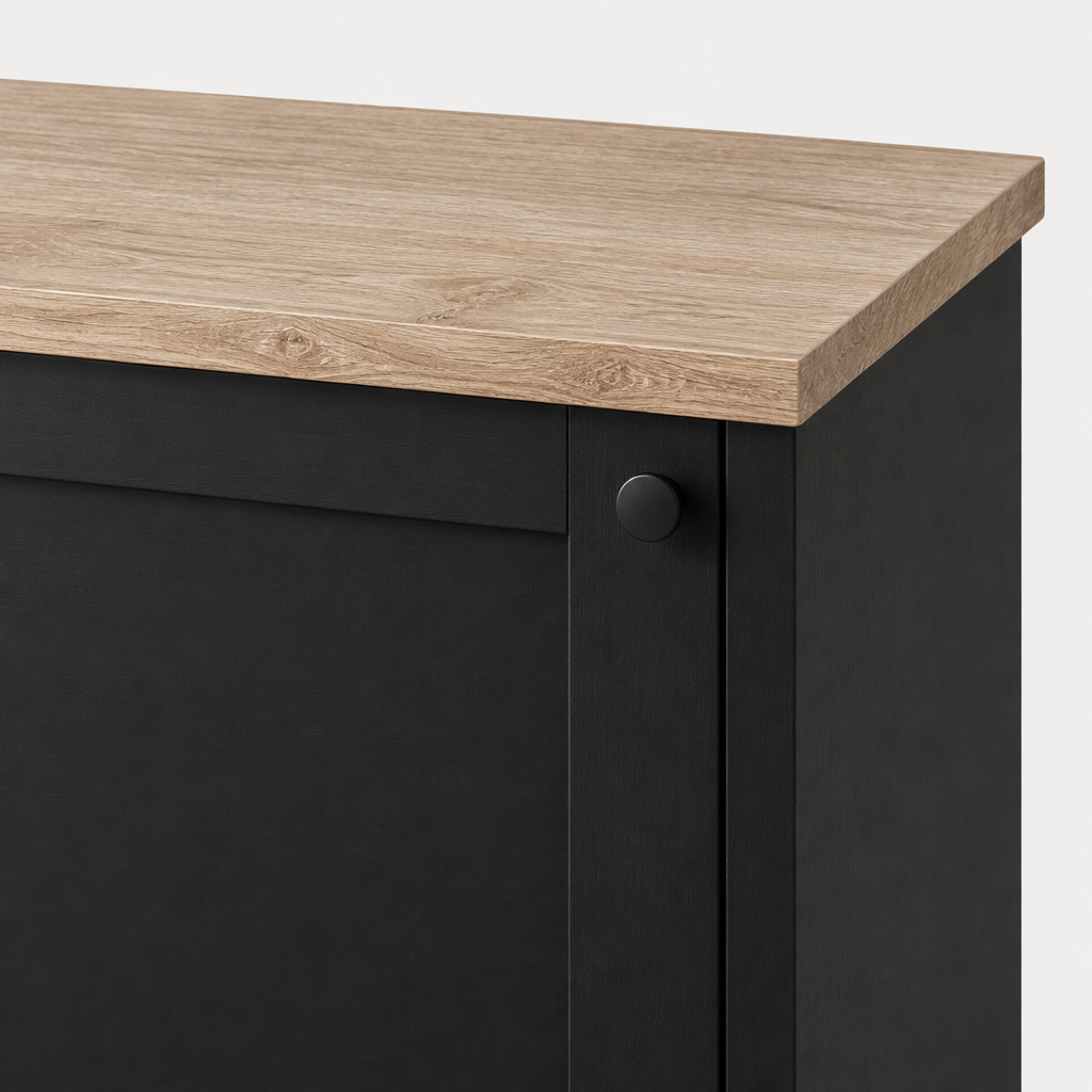 92" Arched Entertainment Center Wall Unit with Bookshelf – Black — studio detail