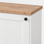 92" Arched Entertainment Center Wall Unit with Bookshelf – White — studio detail