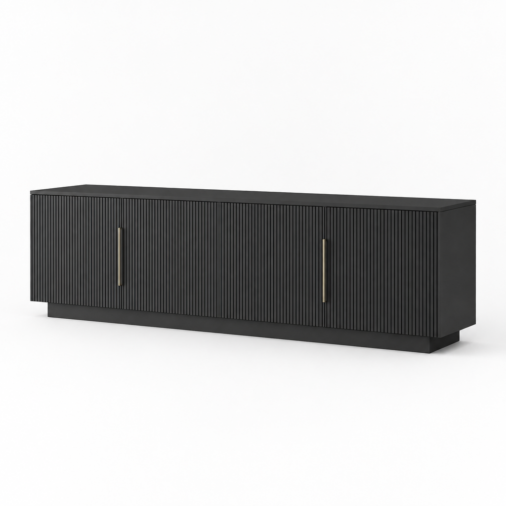 67" TV Stand with 16-Color LED Lights – Black — studio three-quarter